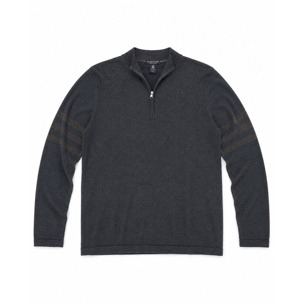 Marco Fiori Quarter Zip Sweater Mens XXL Gray Merino Wool Made in Italy Pullover